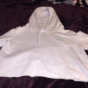 White PINK crop top hoodie